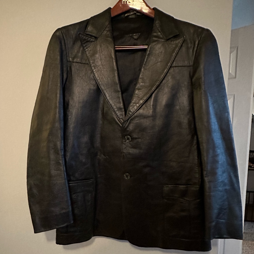 Black Mens Leather Jacket Size 48